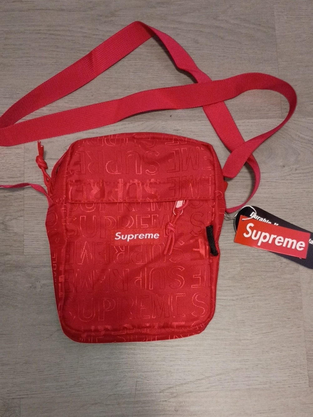 Supreme Red Shoulder Crossbody Bag with Allover Logo